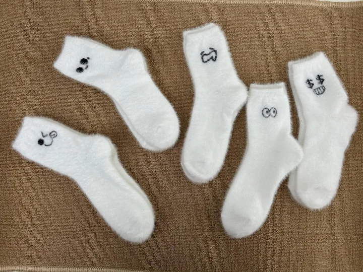 Custom White Mink-Style Fleece Crew Socks catalog product image