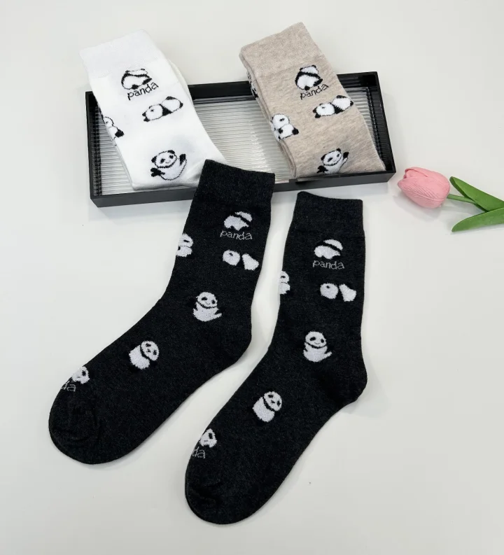 Custom Embroidered Fuzzy Cat Crew Socks catalog product image