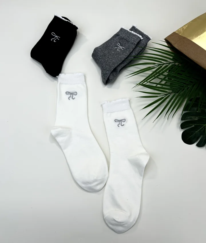 Custom Silver Bow Crew Socks catalog product image