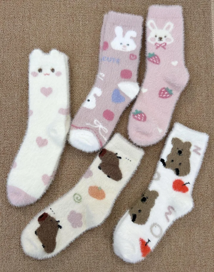 Custom Fuzzy Cartoon Crew Socks catalog product image