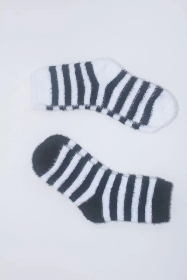 Custom Fuzzy Striped Crew Socks catalog product image