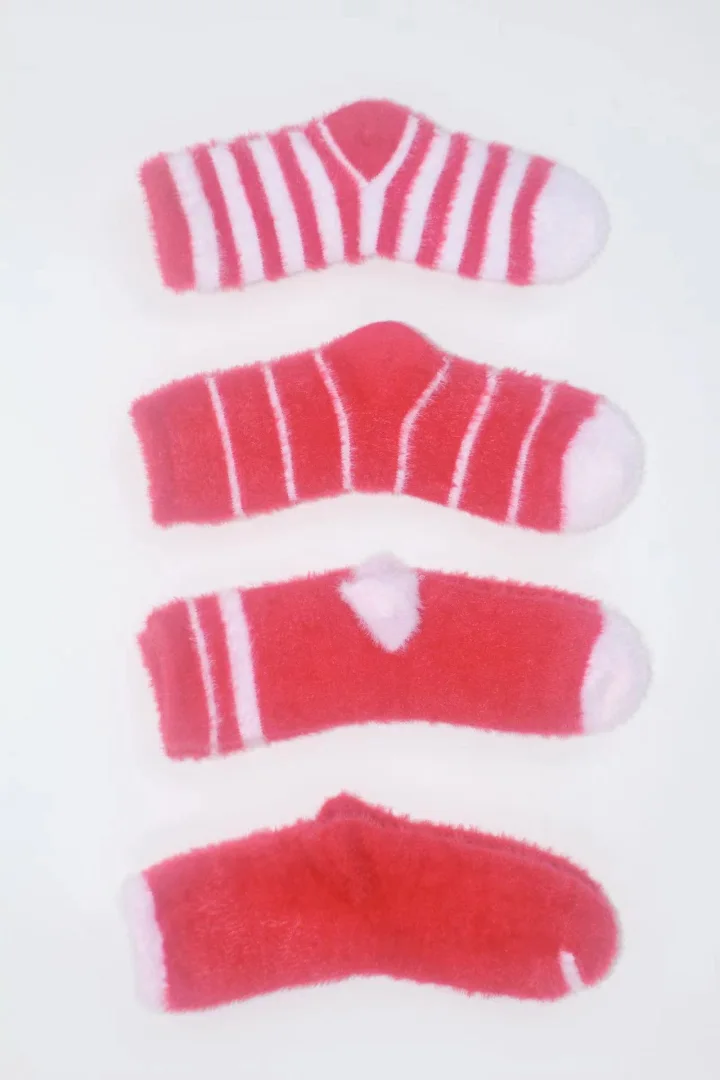 Custom Mink-Style Fleece Red-Tone Crew Socks catalog product image