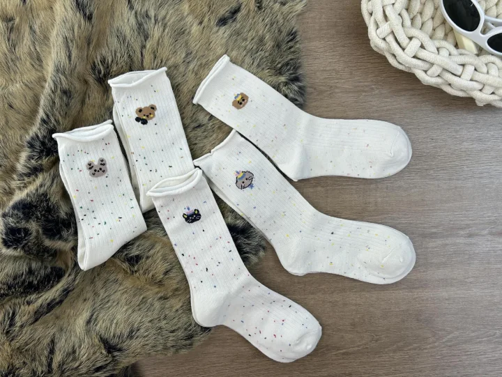 Custom Speckled-Yarn Ruffle Crew Socks catalog product image