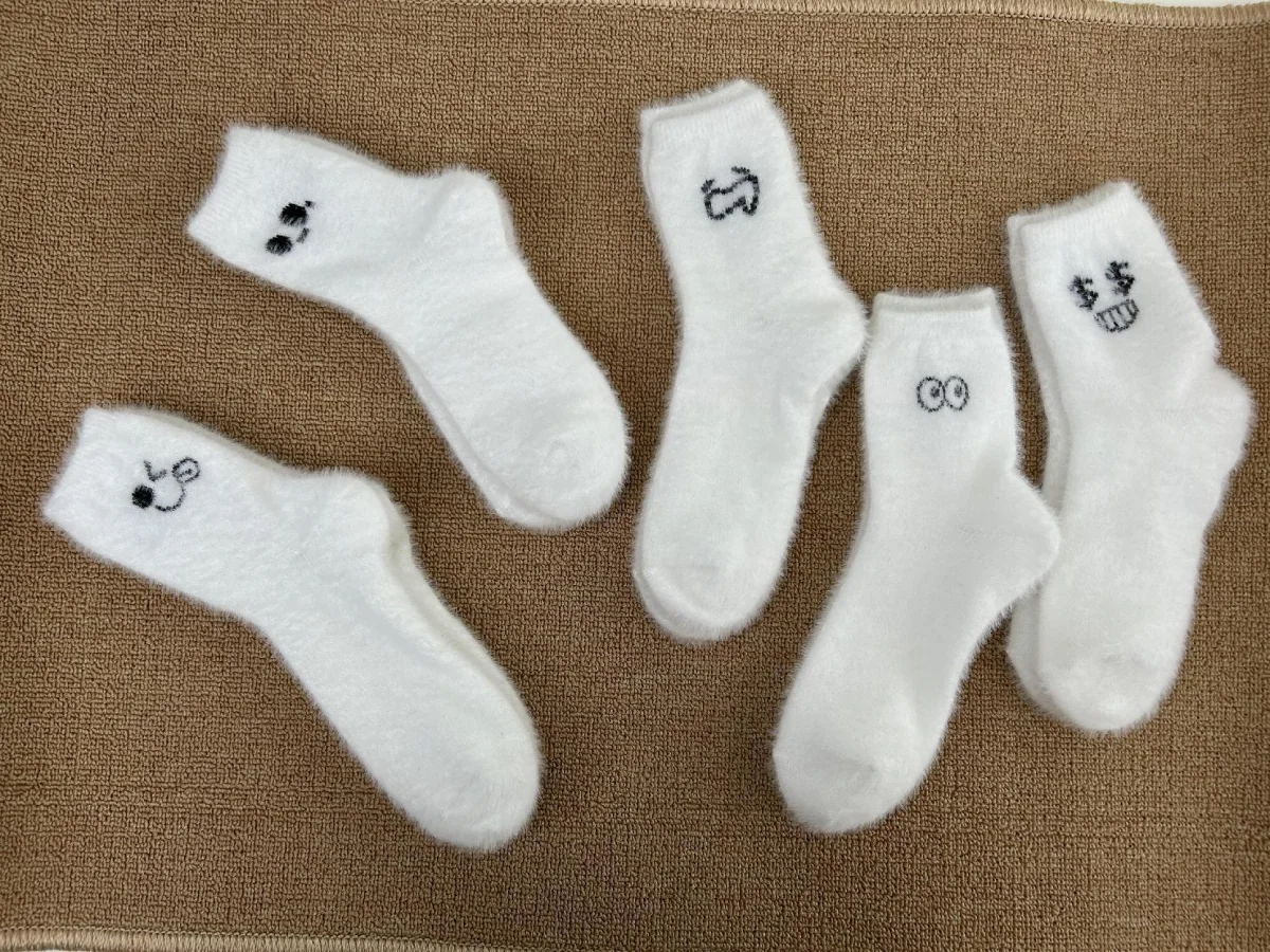 Custom White Mink-Style Fleece Crew Socks catalog product image
