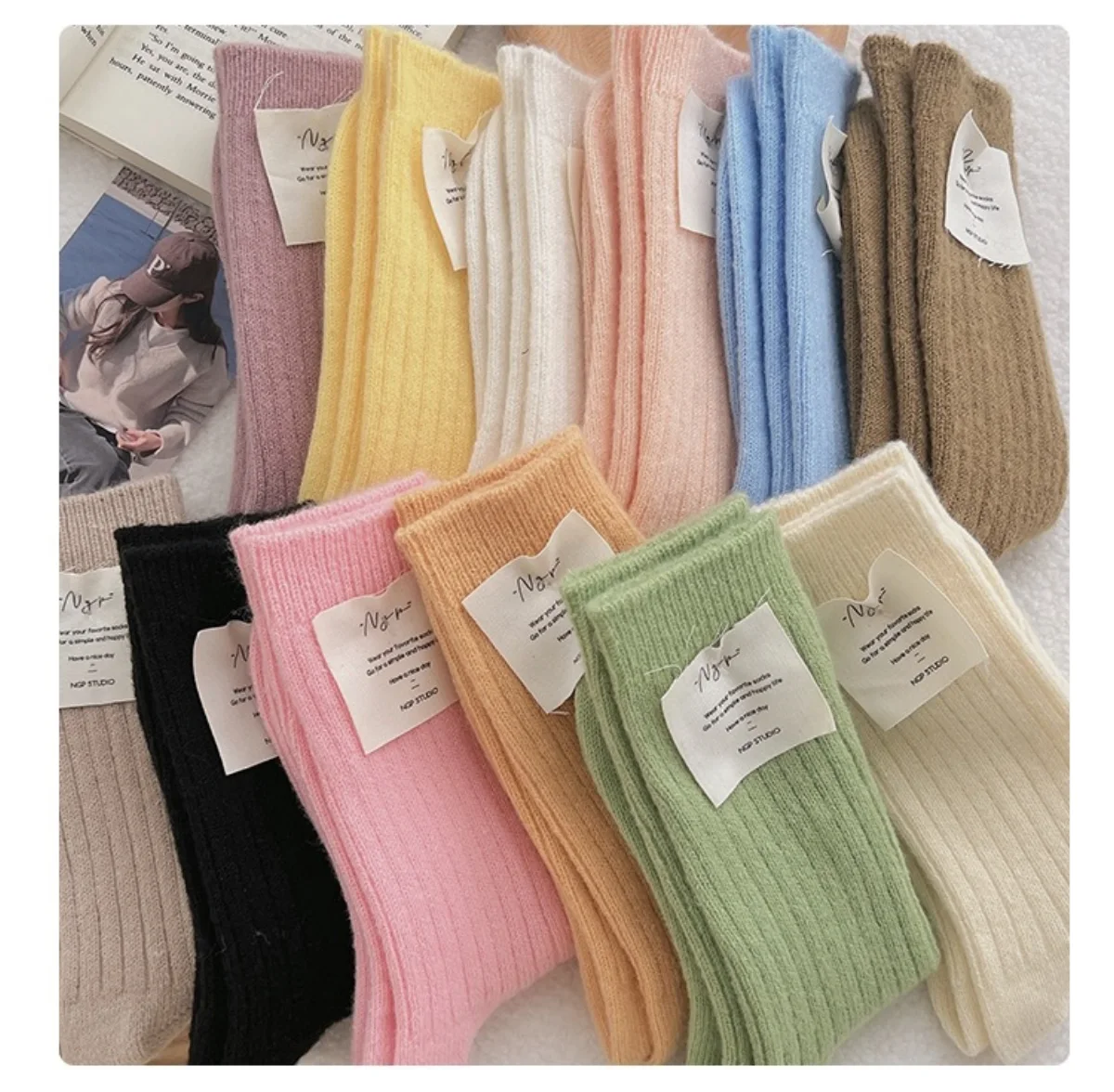 Custom Mink-Style Chunky Knit Crew Socks catalog product image