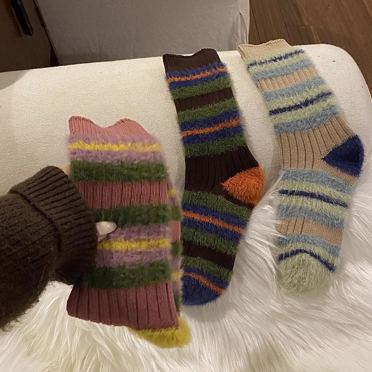 Custom Mink-Style Chunky Knit Crew Socks catalog product image