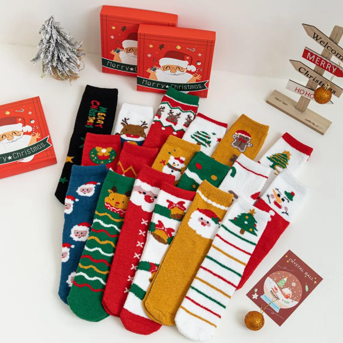 Custom Double-Sided Fleece Christmas Socks catalog product image