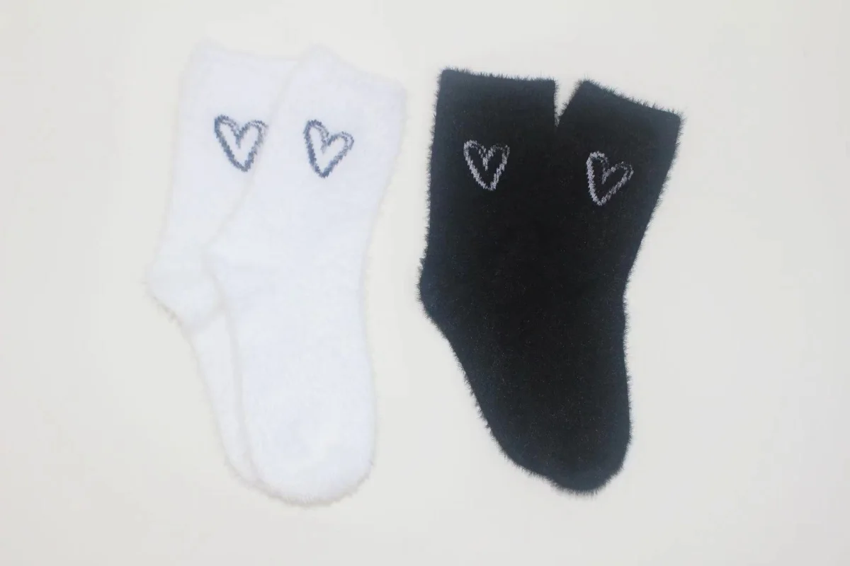 Custom Mink-Style Fleece Heart Crew Socks catalog product image
