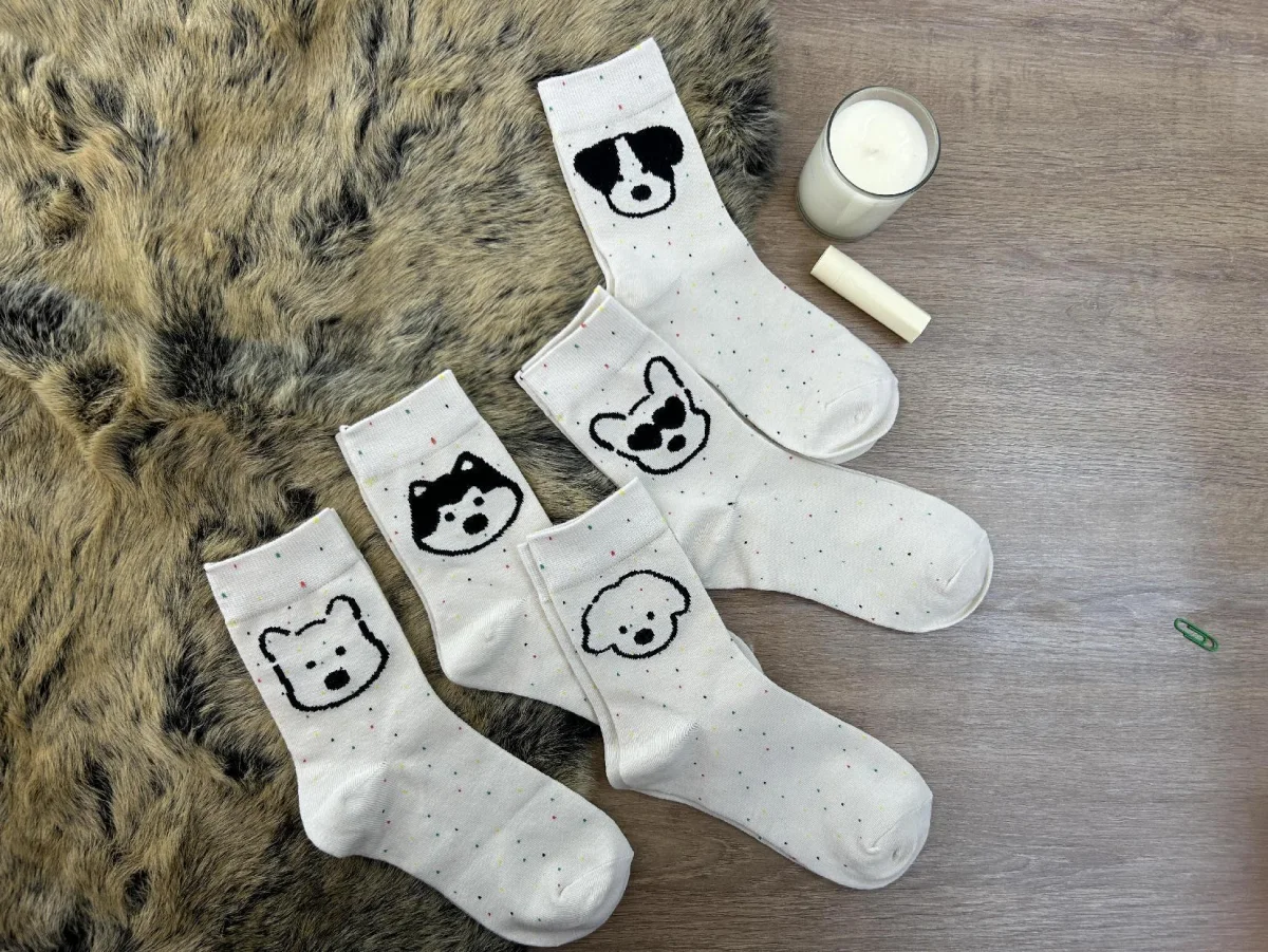 Custom Speckled-Yarn Dog Crew Socks catalog product image