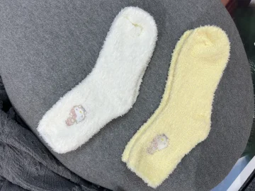 Custom Embroidered Coral Fleece Cat Crew Socks catalog product image